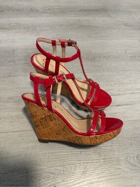 Jessica simpson red wedge sandals 
Womens 7